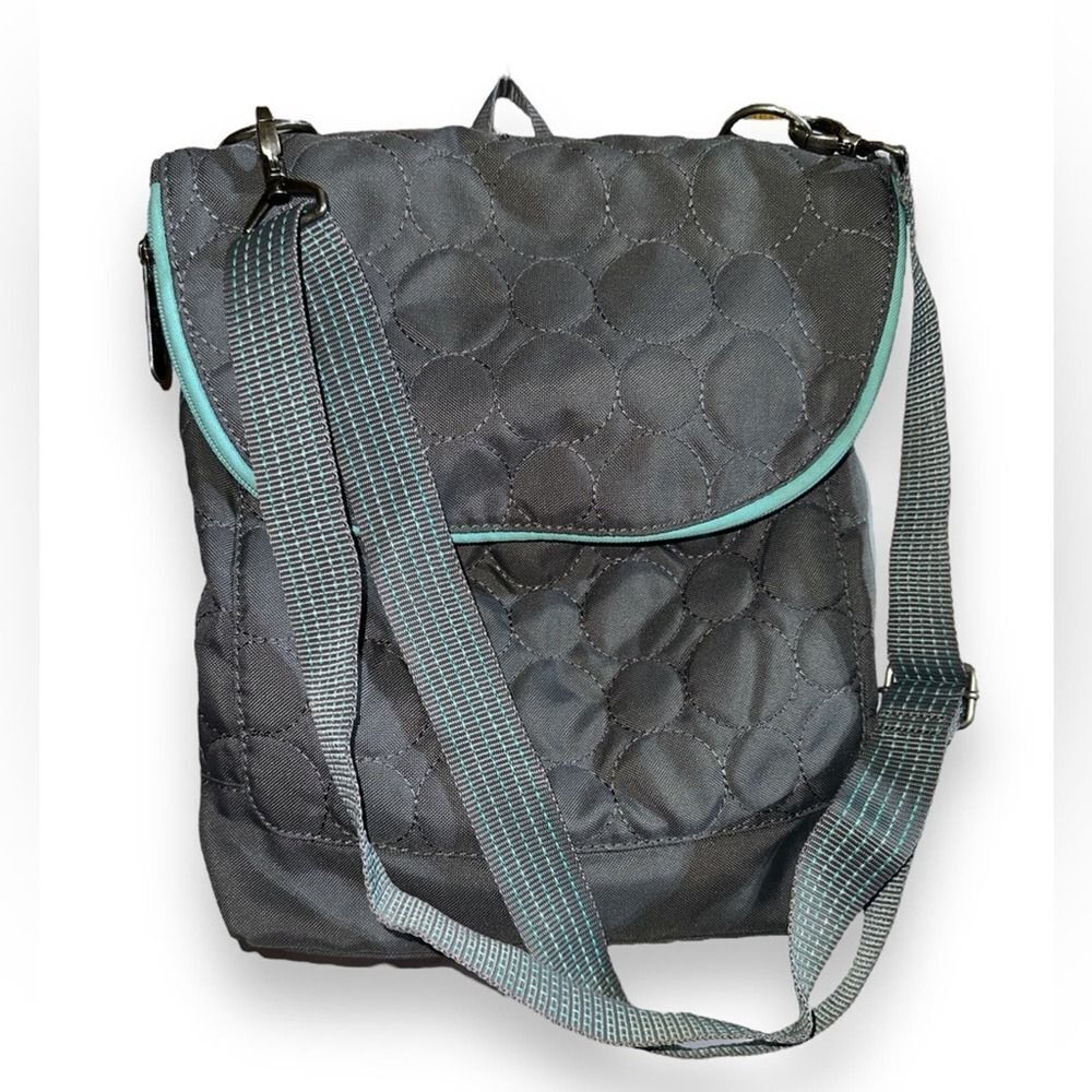 Thirty-One Gray and Blue Crossbody Bag with Adjustable Straps